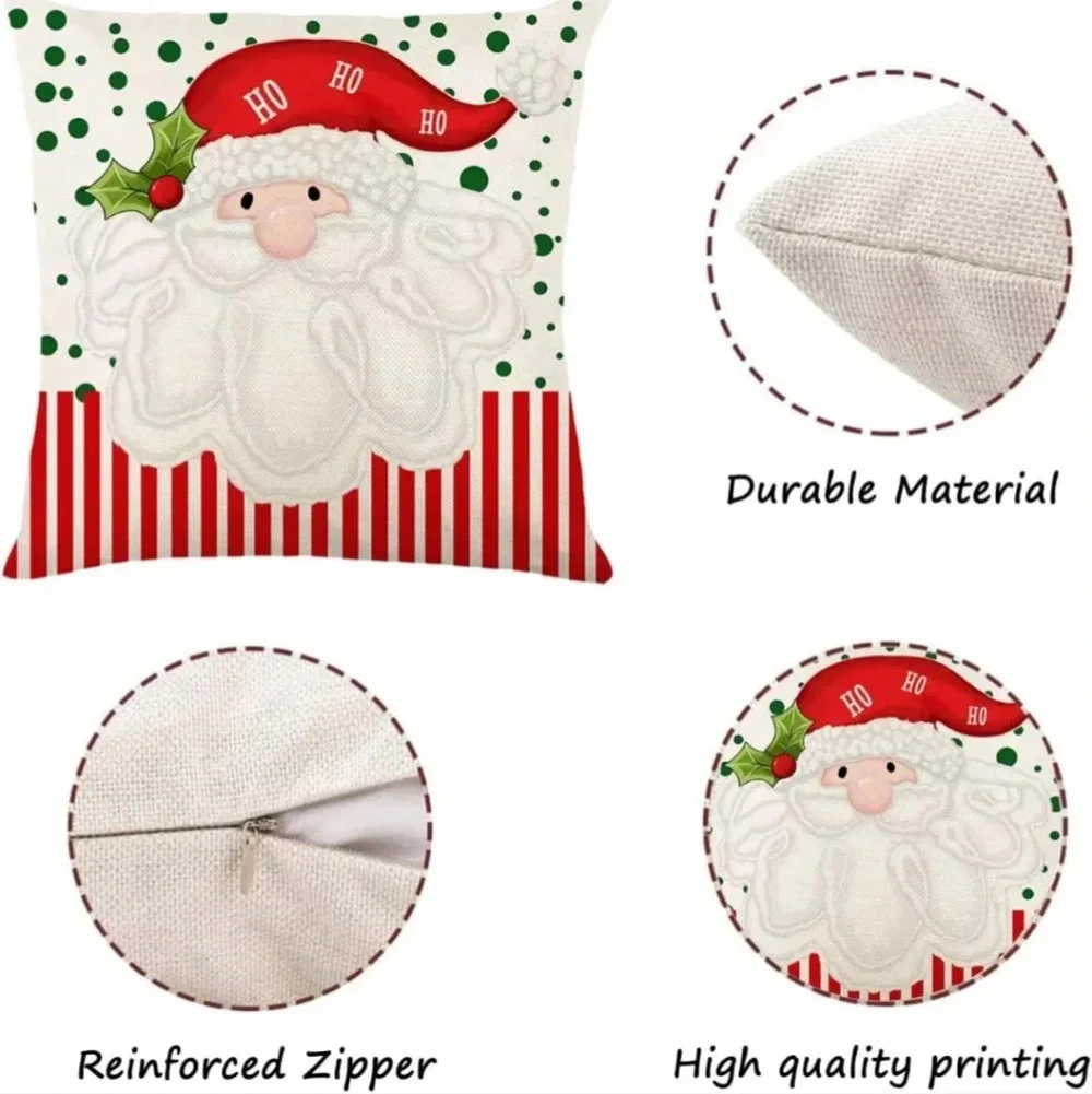 Merry Christmas Joy Xmas Trees Red Throw Pillow Covers, 18 x 18 Inch Christmas W